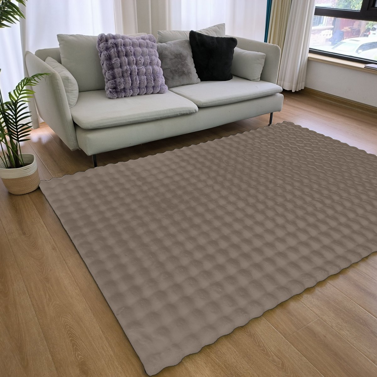 Fluffy Rug 3D Taupe 80x300CM - LUXONAS HOME