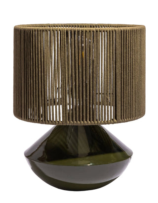 Forest Green Table Lamp W/ Ribbed Corded Shade