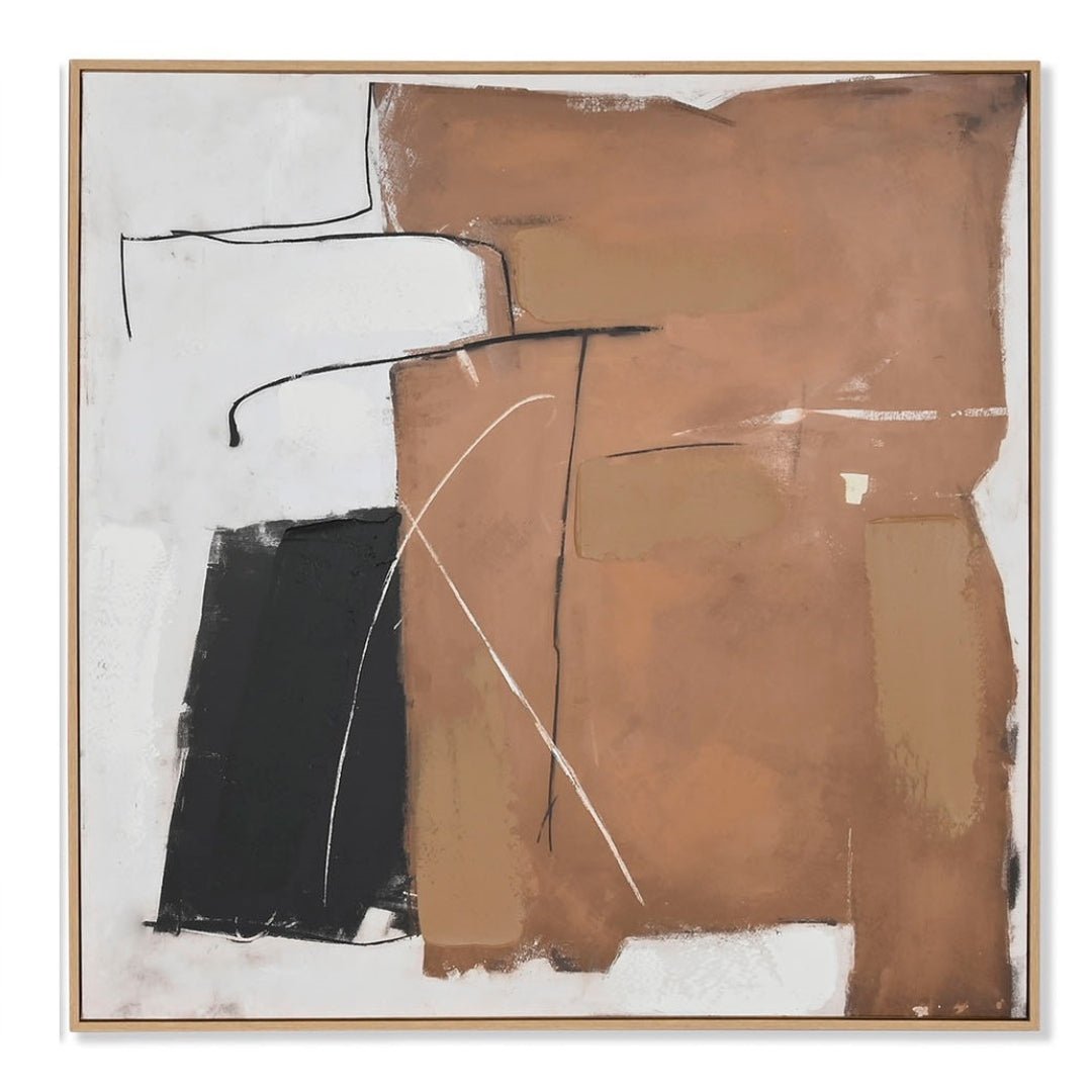 Framed Browns Abstract Wall Art 1 - LUXONAS