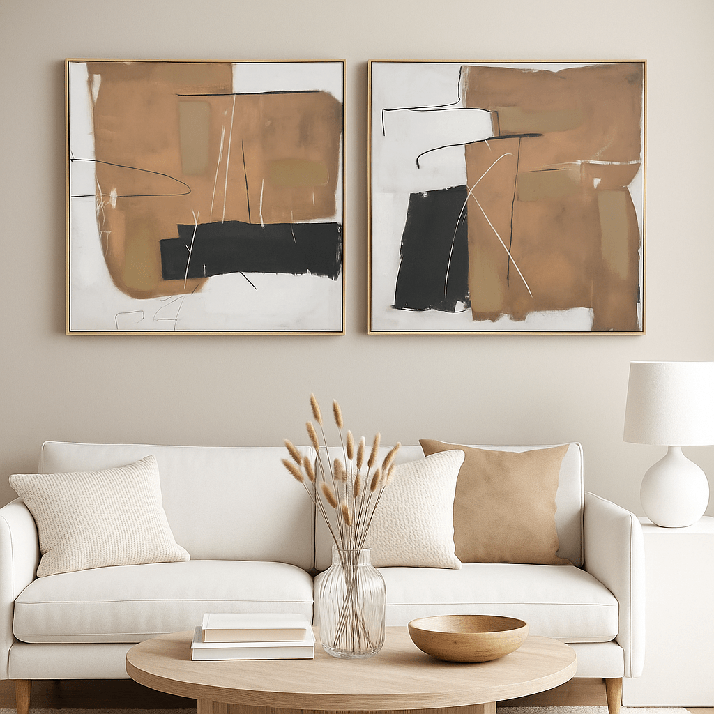 Framed Browns Abstract Wall Art 1 - LUXONAS
