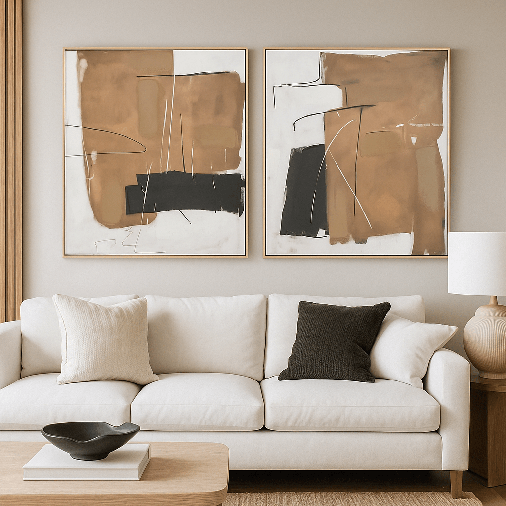 Framed Browns Abstract Wall Art 2 - LUXONAS