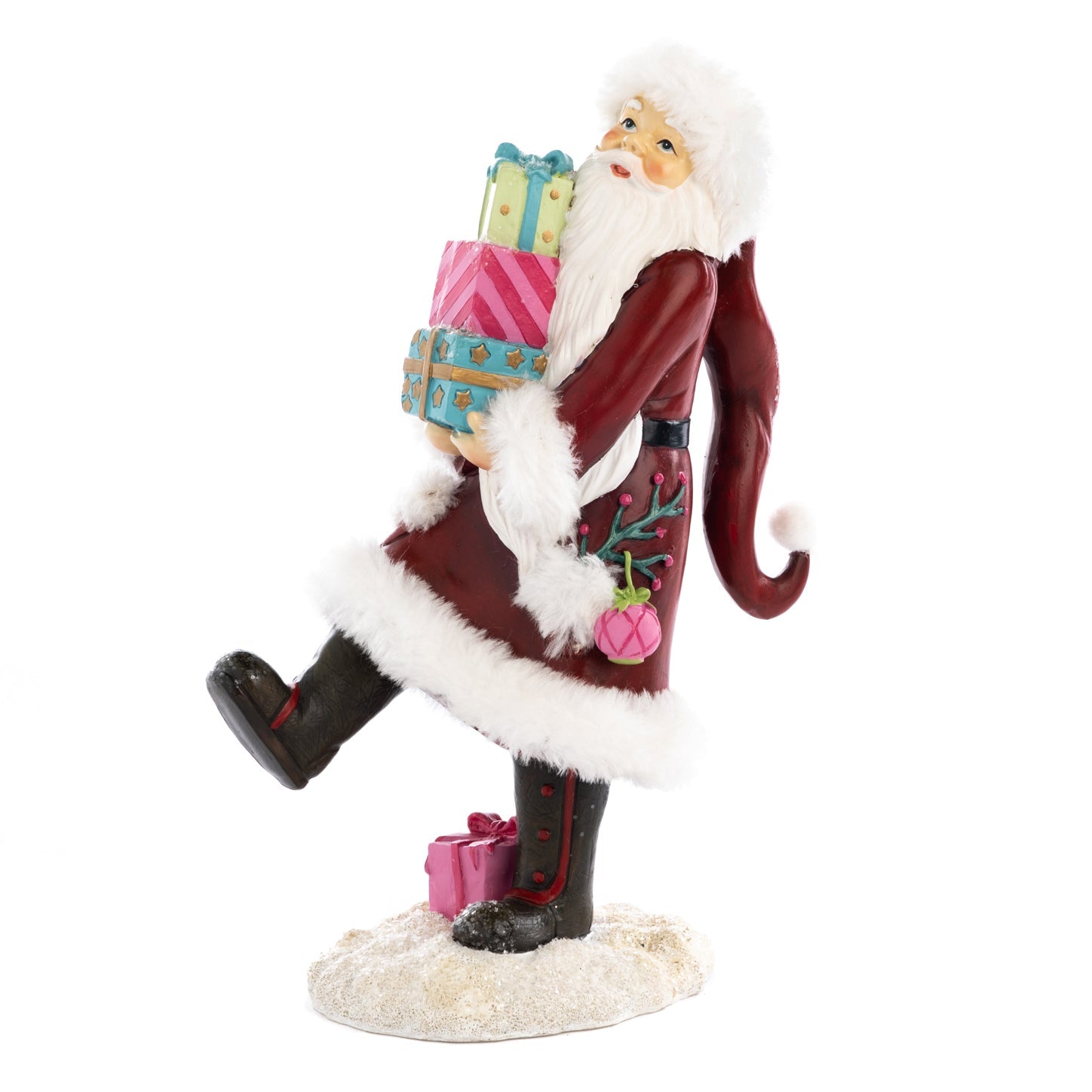 Furry Santa with Stacked Gifts - LUXONAS