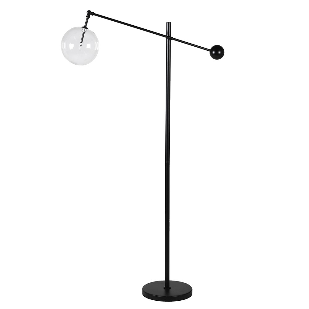 Modern Glass Ball Black Metal Floor Lamp