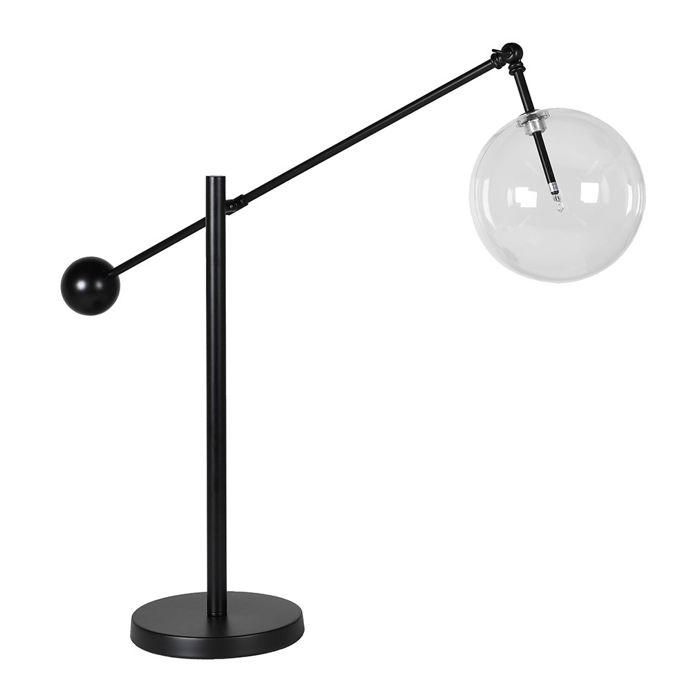 Glass Ball & Black Metal Table Lamp - LUXONAS