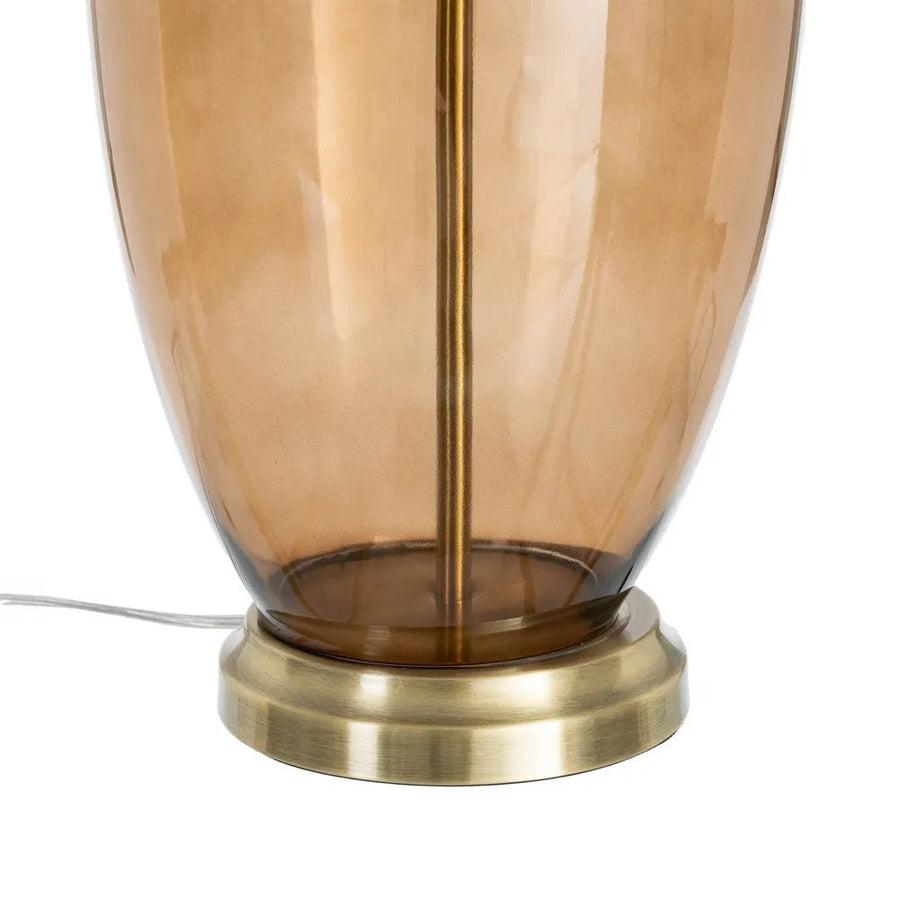 Glass Base Table Lamp with Fabric Shade