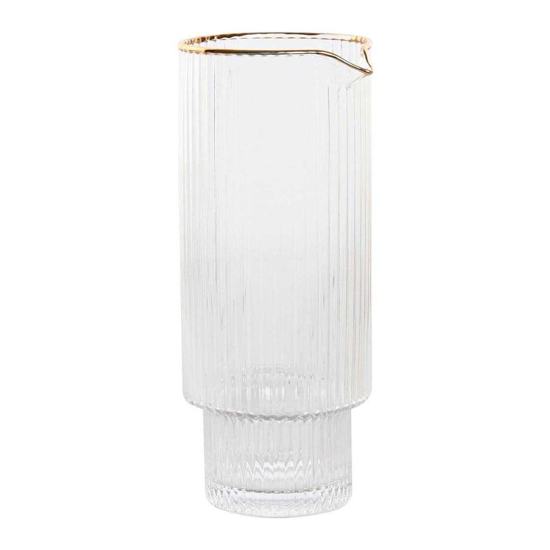 Elegant Glass Striped Carafe with Gold Rim
