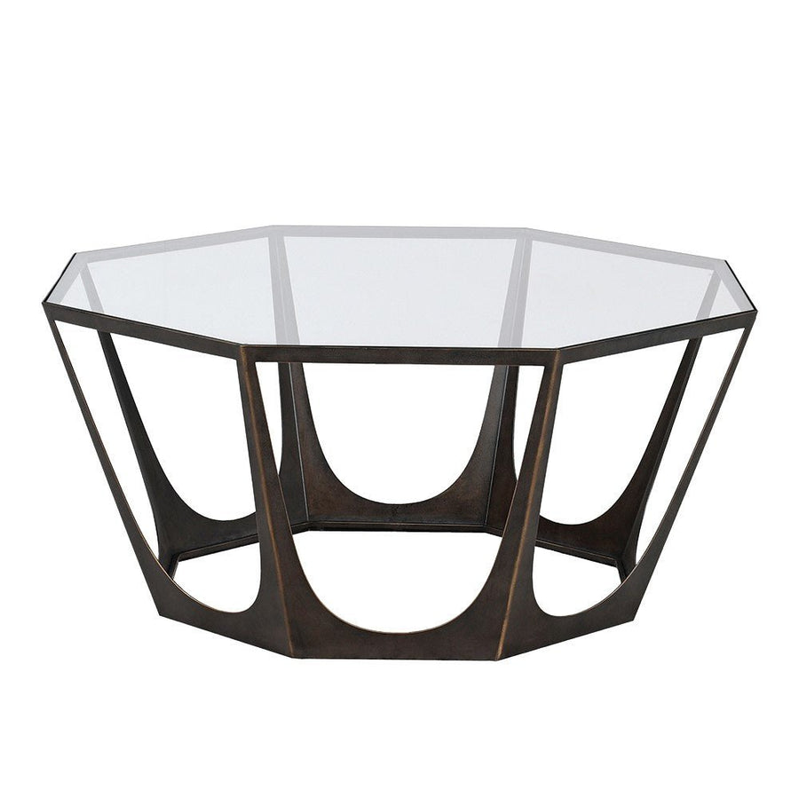 Glass Top Octagon Coffee Table w/Metal Frame