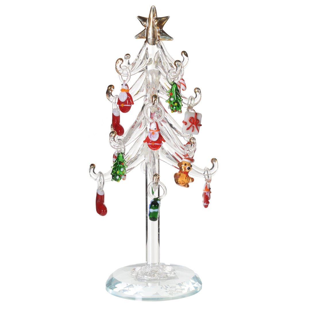 Glass Tree with Colored Christmas Ornaments - LUXONAS