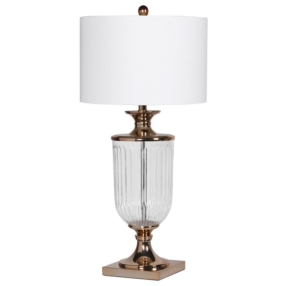 Elegant Glass Urn Table Lamp with Linen Shade