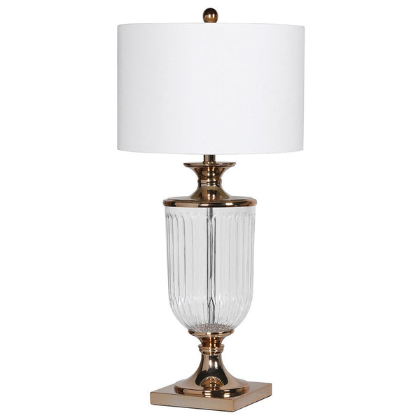 Elegant Glass Urn Table Lamp w/ Linen Shade