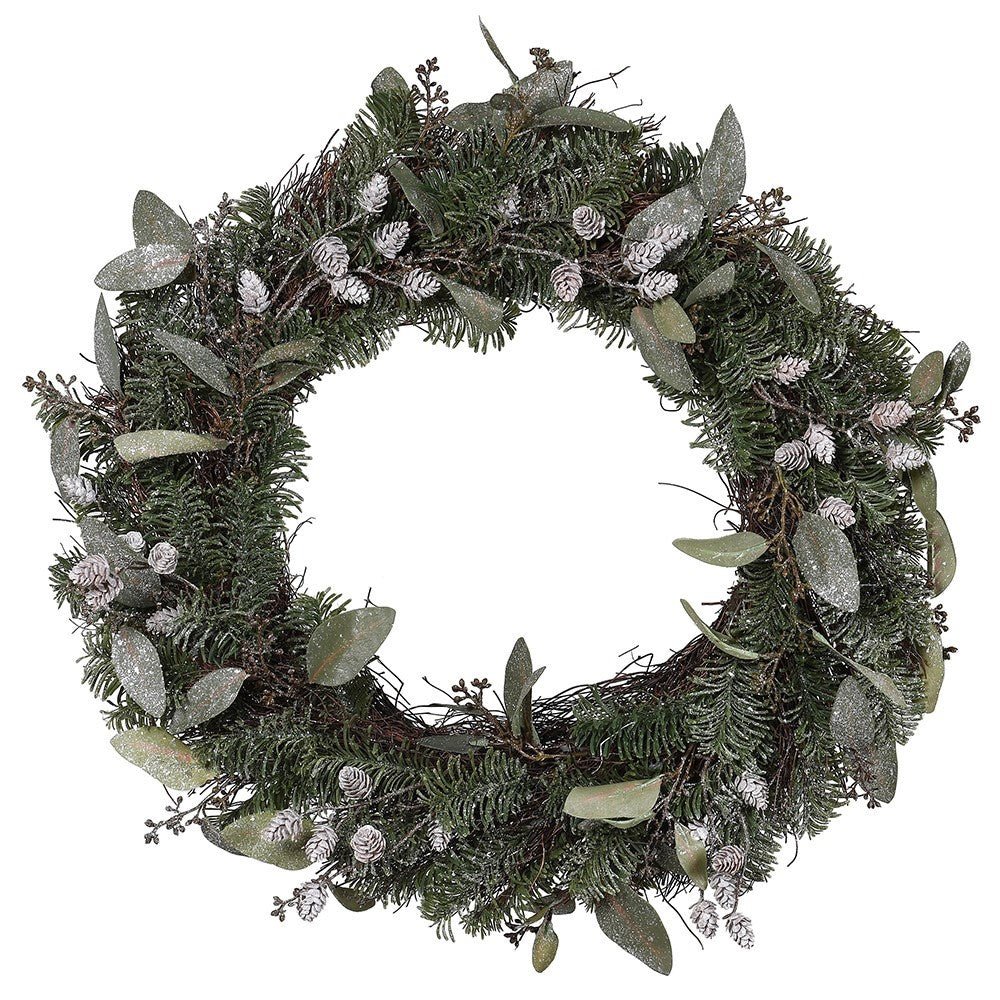Glitter Pine Wreath 45cm - Elegant Holiday Decor - LUXONAS
