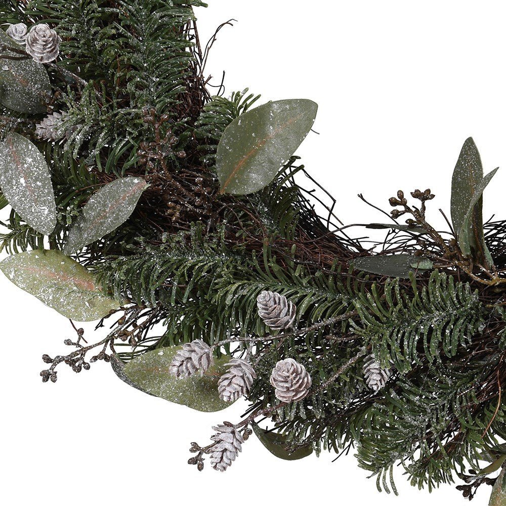 Glitter Pine Wreath 45cm - Elegant Holiday Decor - LUXONAS