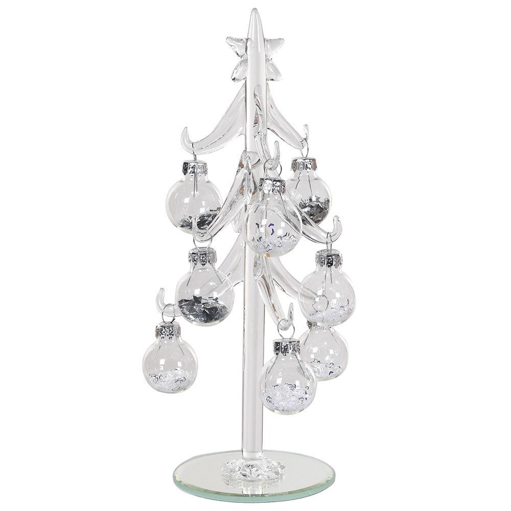 Glitter Silver Glass Baubles for Christmas Tree - LUXONAS