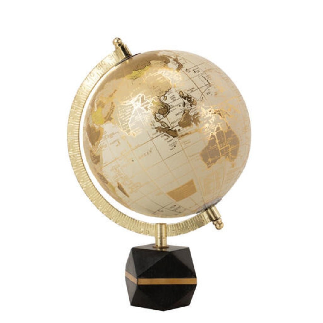 Globe on Black Marble Base - Elegant Home Decor