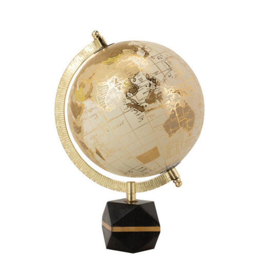 Globe on Black Marble Base - Elegant Home Decor
