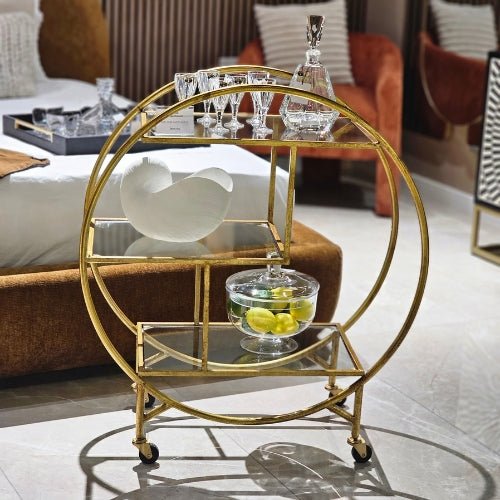 Gold 3 Tier Shelving Trolley - LUXONAS HOME