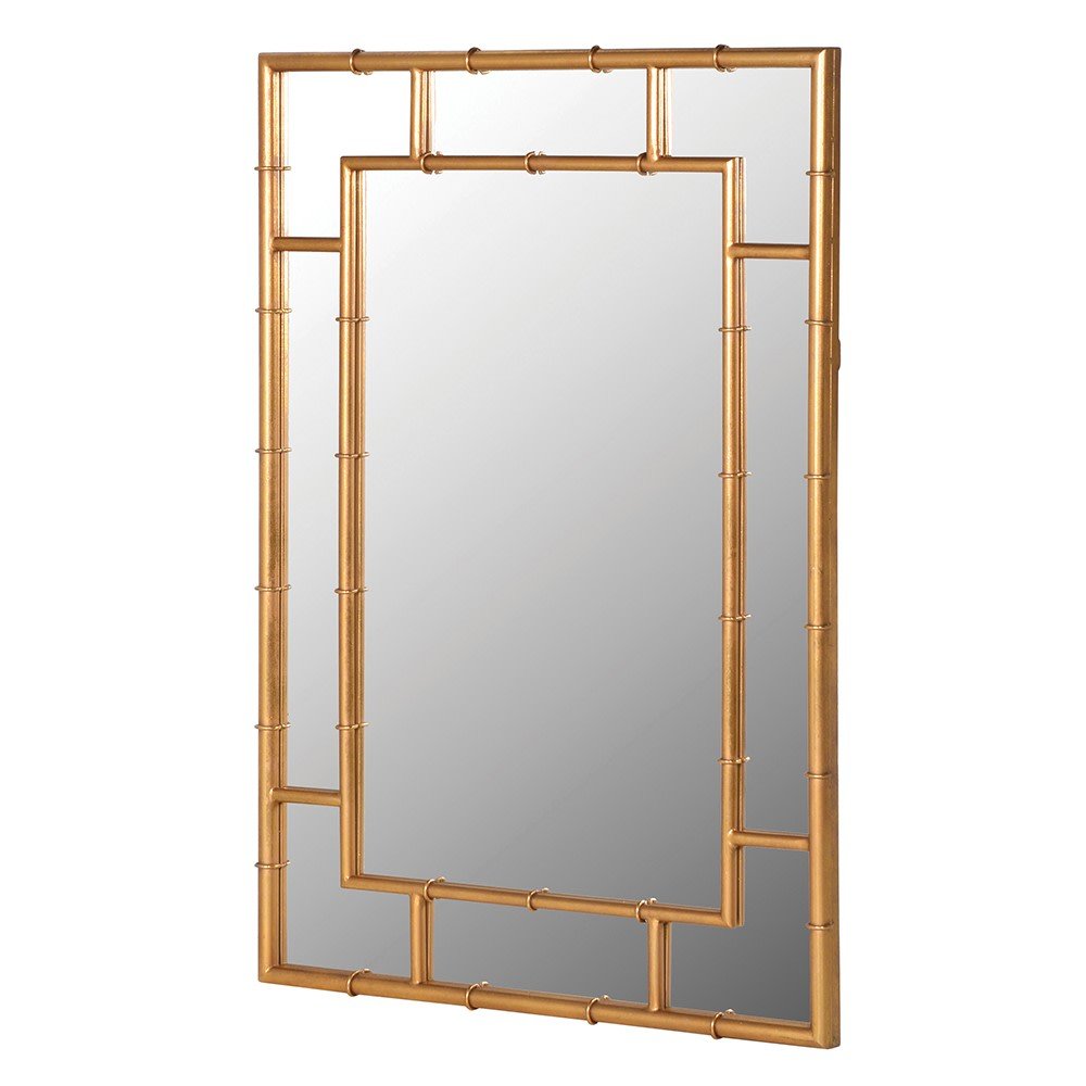 Gold Bamboo Frame Metal Mirror - LUXONAS