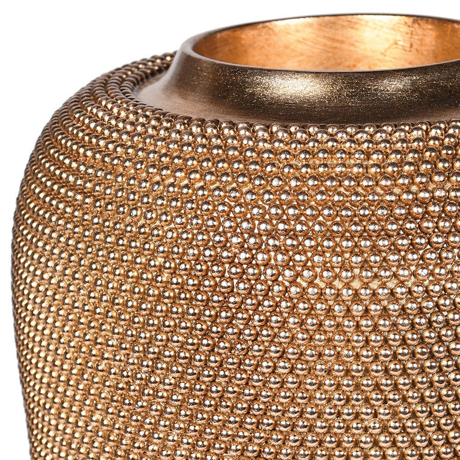 Elegant Gold Beaded Ceramic Vase