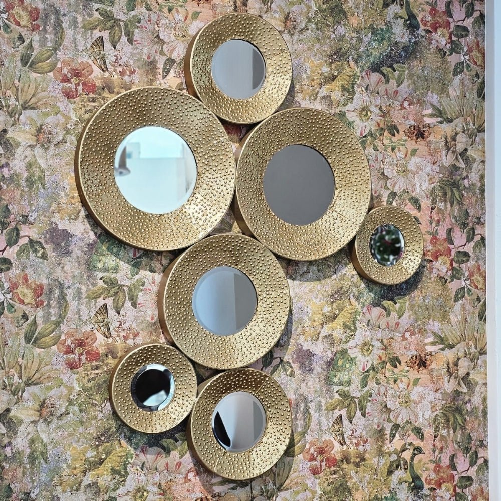 Gold Circles Wall Mirror - Elegant Decorative Accent - LUXONAS HOME