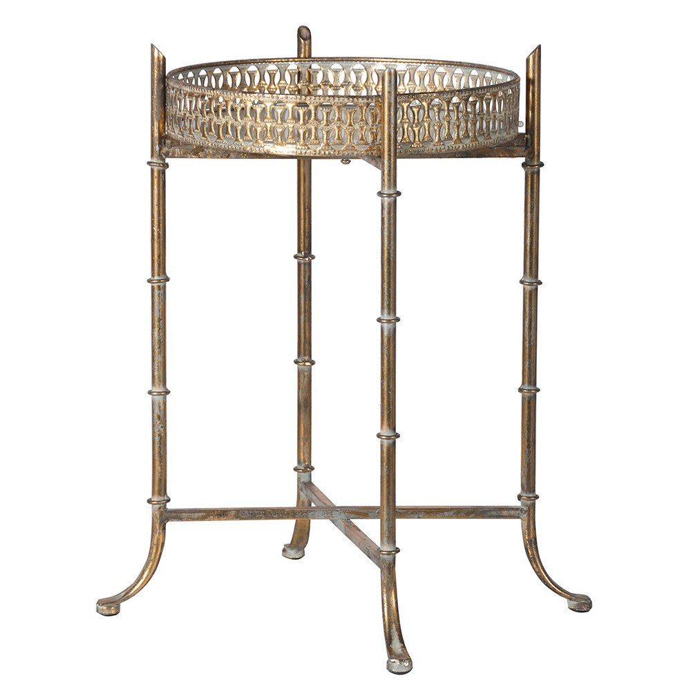 Gold Distressed Mirrored Tray Table - LUXONAS