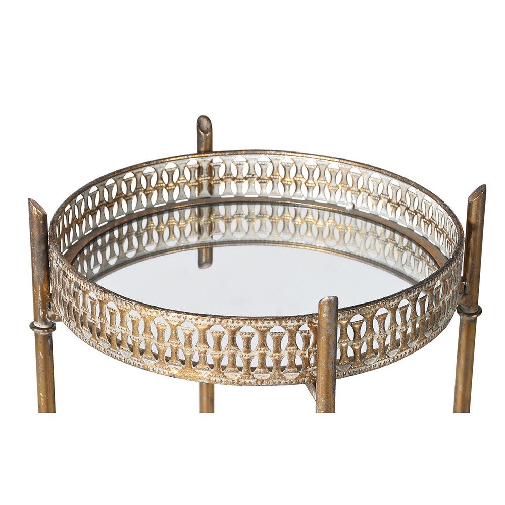 Gold Distressed Mirrored Tray Table - LUXONAS