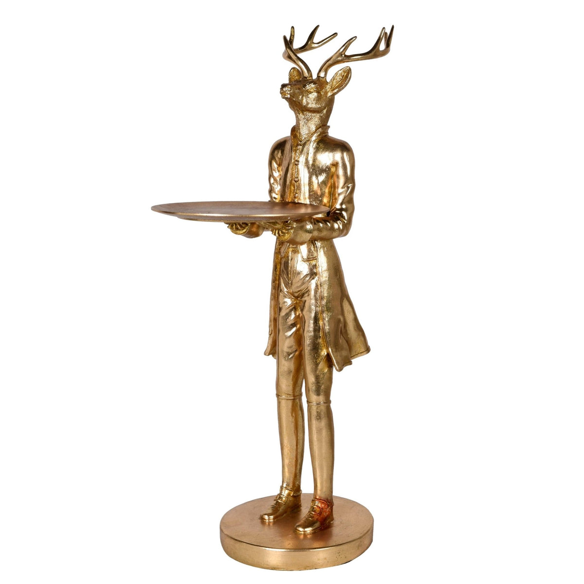 Gold Effect Reindeer Butler - Elegant Holiday Decor
