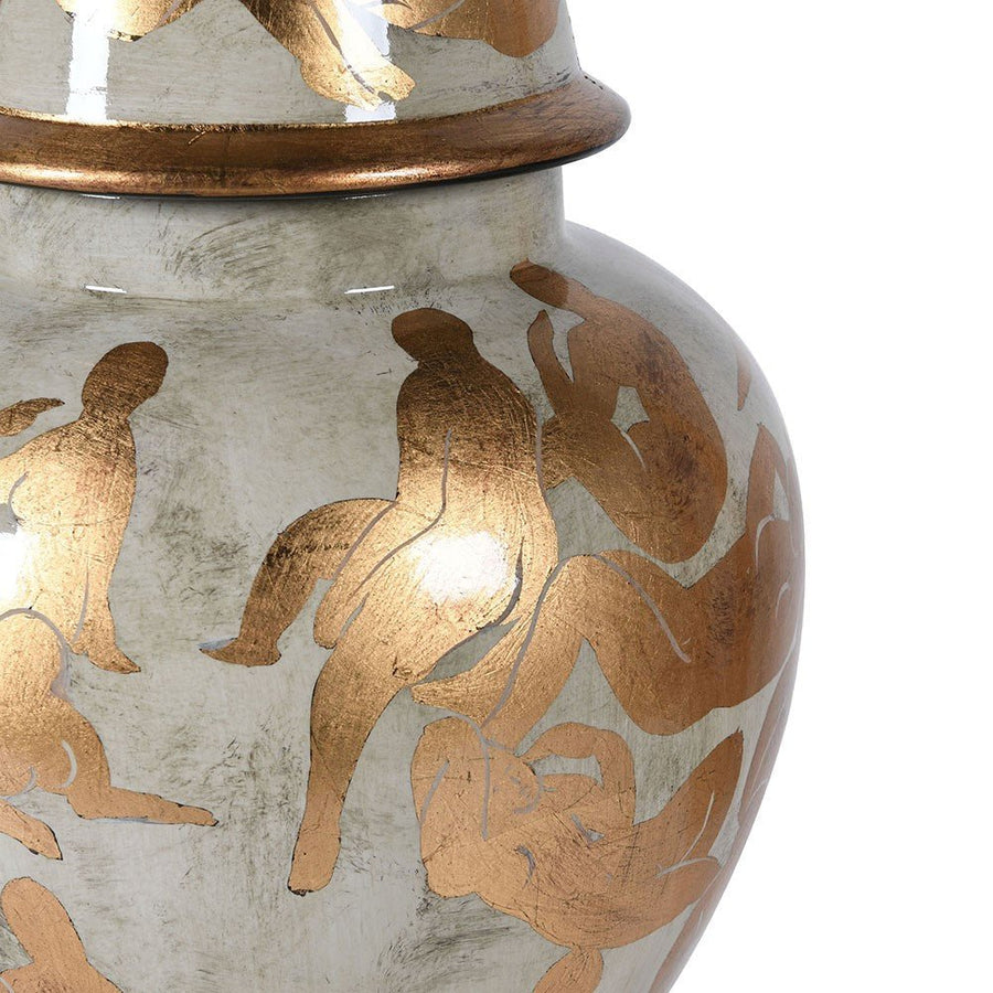 Gold Figures Lidded Decorative Jar
