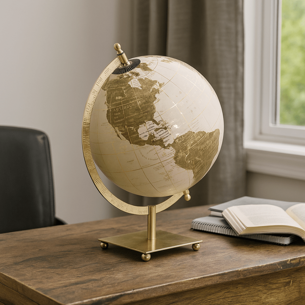 Gold Globe on Flat Metal Base - LUXONAS
