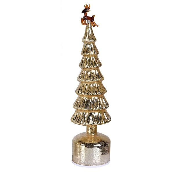 Gold Lit Spin Reindeer Tree Decoration