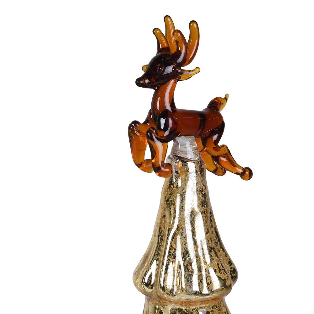 Gold Lit Spin Reindeer Tree Decoration - LUXONAS