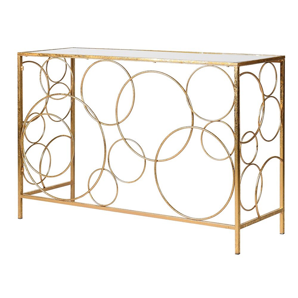 Gold Loop Console Tables with Mirror Top - LUXONAS
