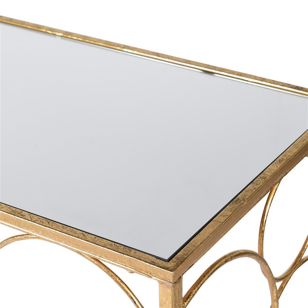 Gold Loop Console Tables with Mirror Top - LUXONAS