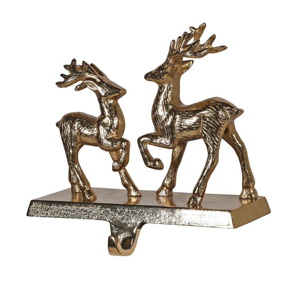 Gold Reindeer Stocking Holder - LUXONAS