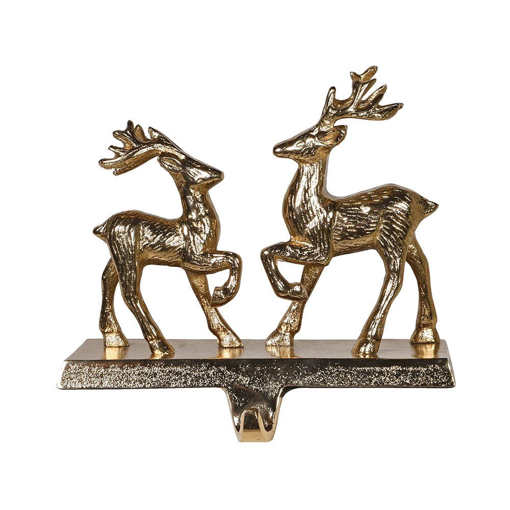 Gold Reindeer Stocking Holder - LUXONAS