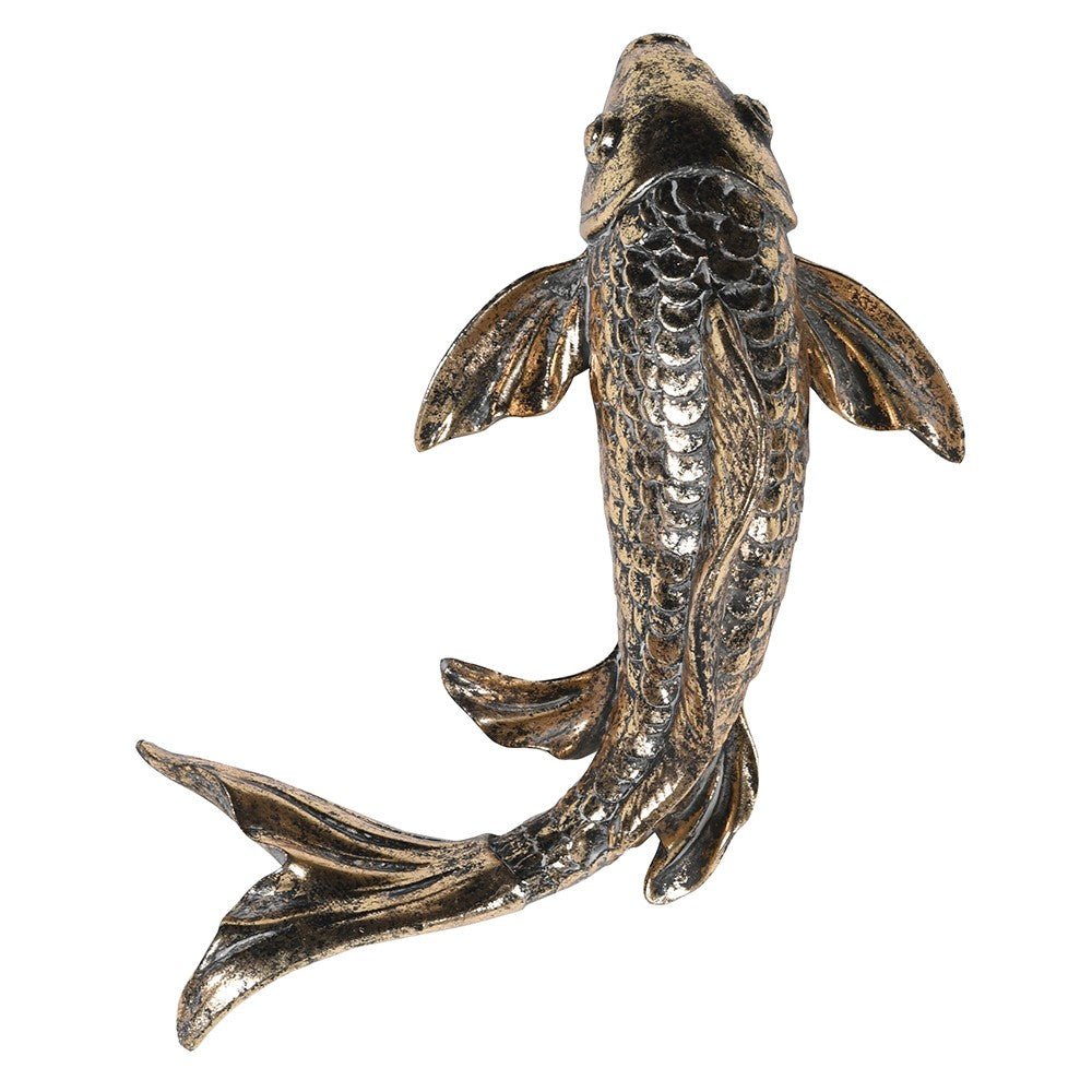 Gold Resin Carp Sculpture - LUXONAS HOME