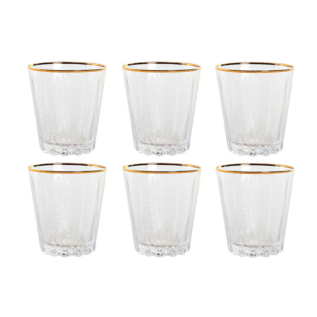 Gold Rim Water Glasses - Elegant Glassware Set - LUXONAS