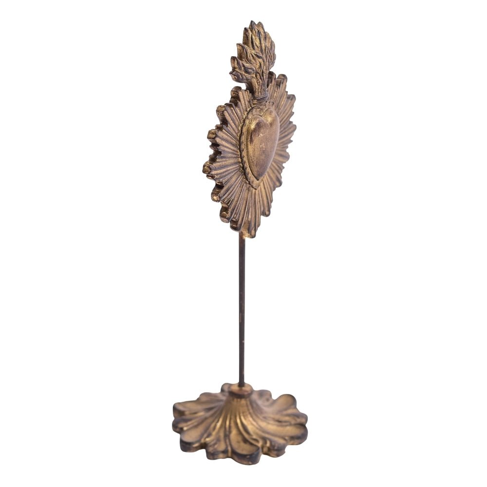 Gold Sacred Heart Ornament on Stand - LUXONAS HOME