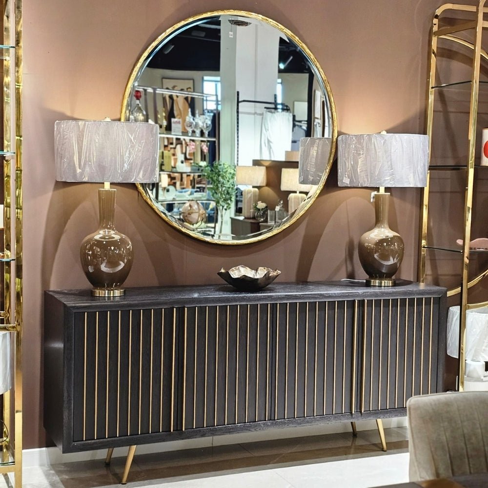 Gold Slatted Sideboard - Elegant Storage Solution - LUXONAS HOME