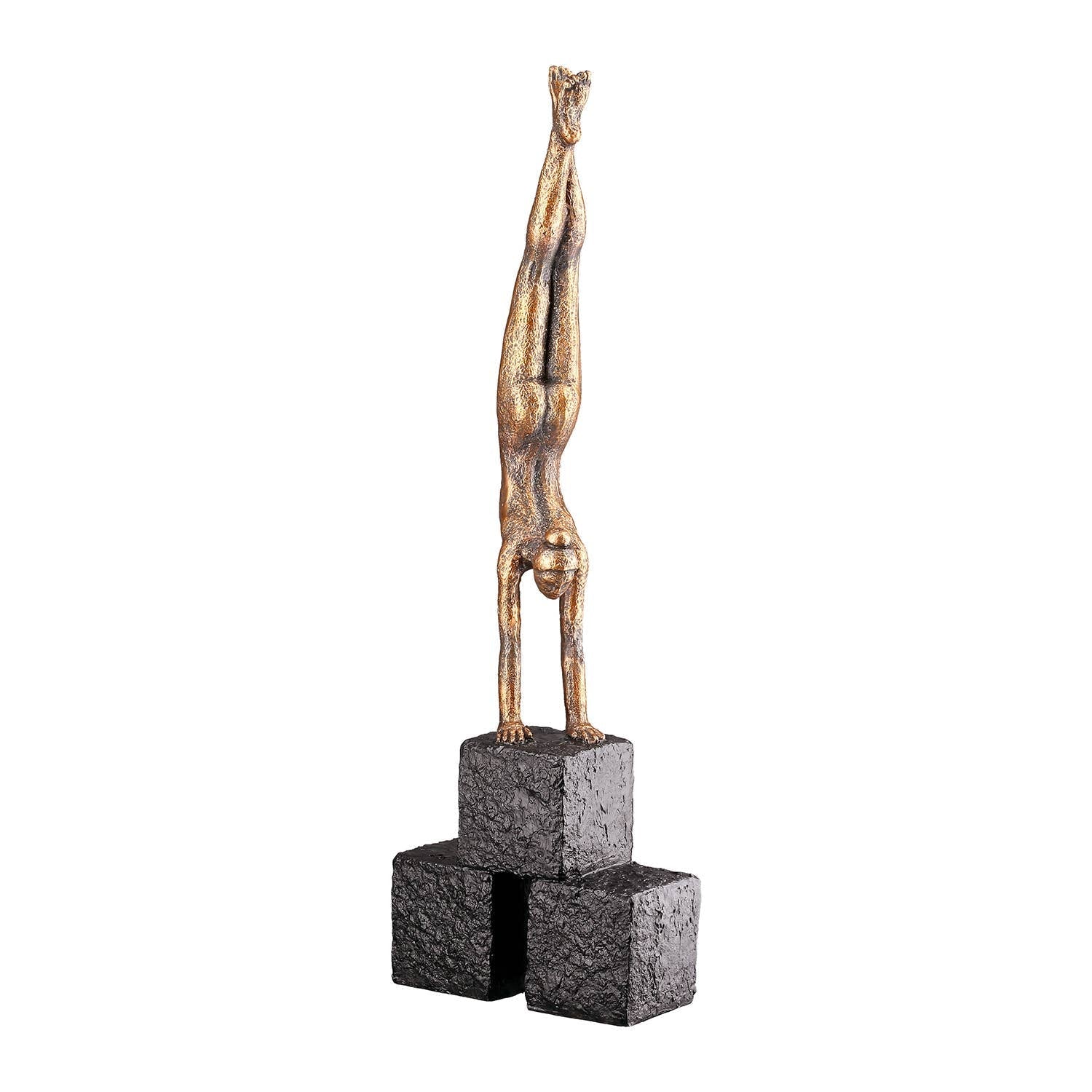 Gold Standing Figure on Black Rocks - LUXONAS HOME