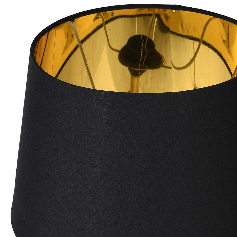 Gold Stem Table Lamp with Black Shade