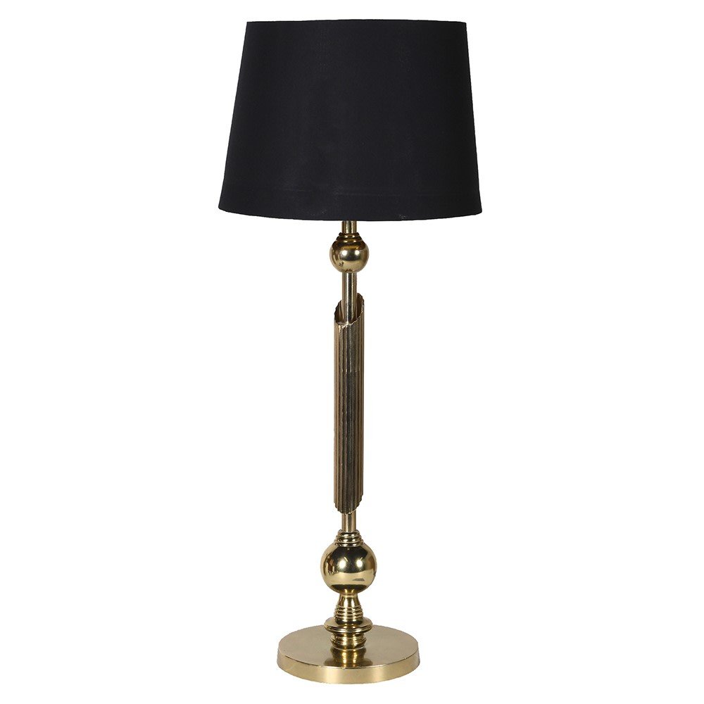 Gold Stem Table Lamp with Black Shade