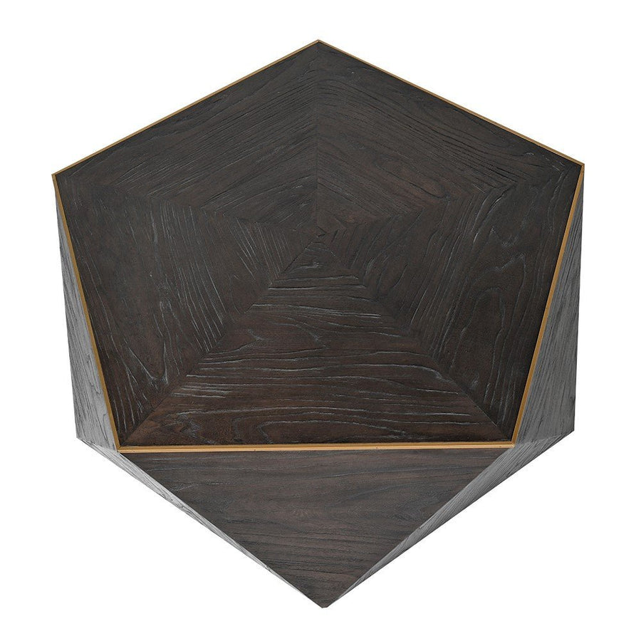 Gold Trim Pentagon Coffee Table