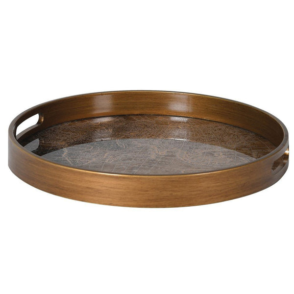 Gold World Map Tray - Elegant Decorative Serving Tray