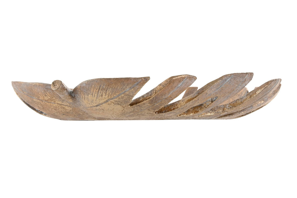 Golden Aged Leaf Bowl - Elegant Decorative Centerpiece - LUXONAS