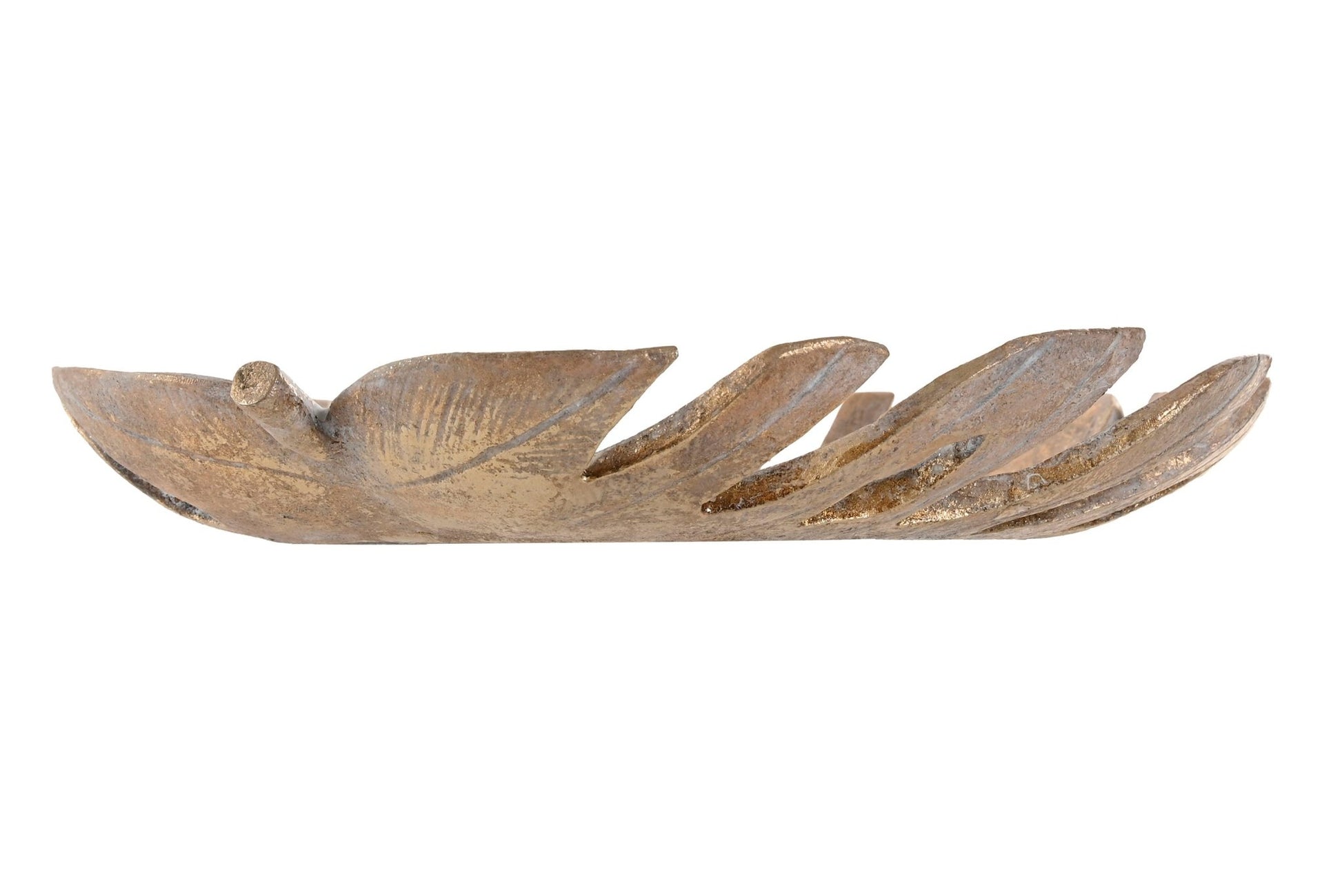Golden Aged Leaf Bowl - Elegant Decorative Centerpiece - LUXONAS