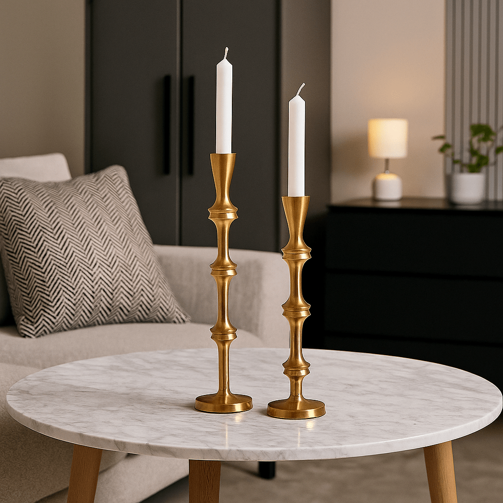 Golden Aluminium Candlestick - LUXONAS