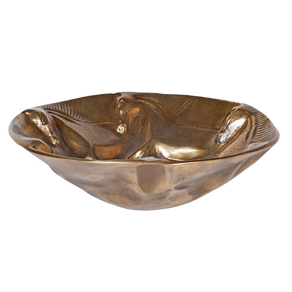 Golden Brass Horse Bowl