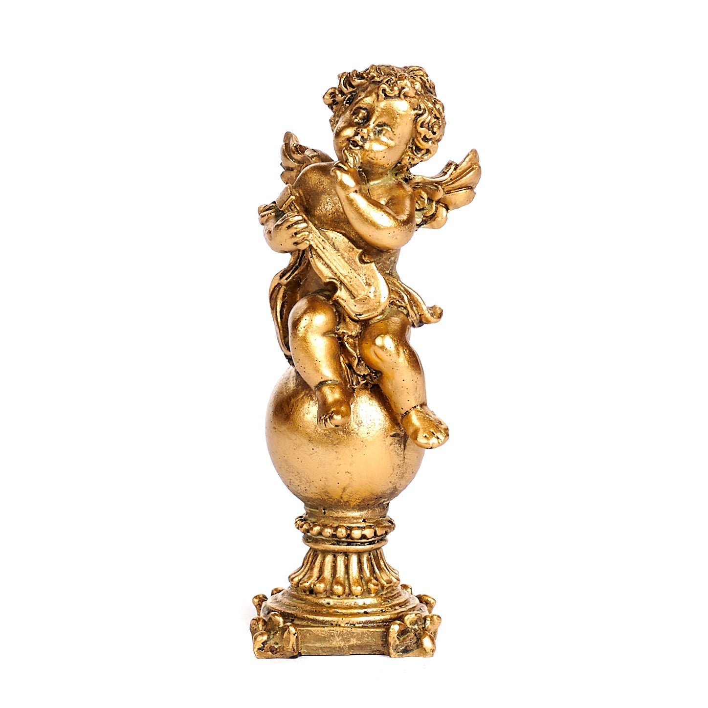 Golden Cherub Sitting on Ball - Elegant Decorative Figurine - LUXONAS