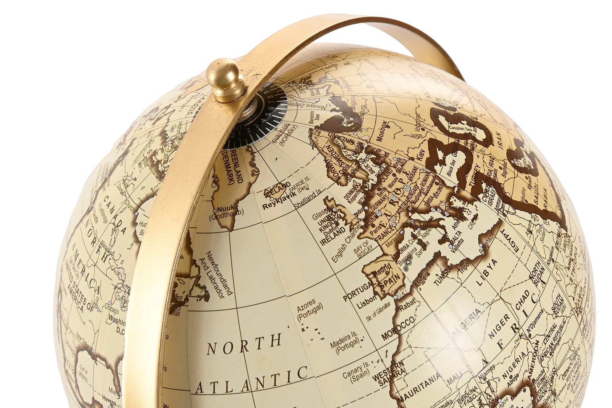 Golden Globe on Metal Base Stand - LUXONAS