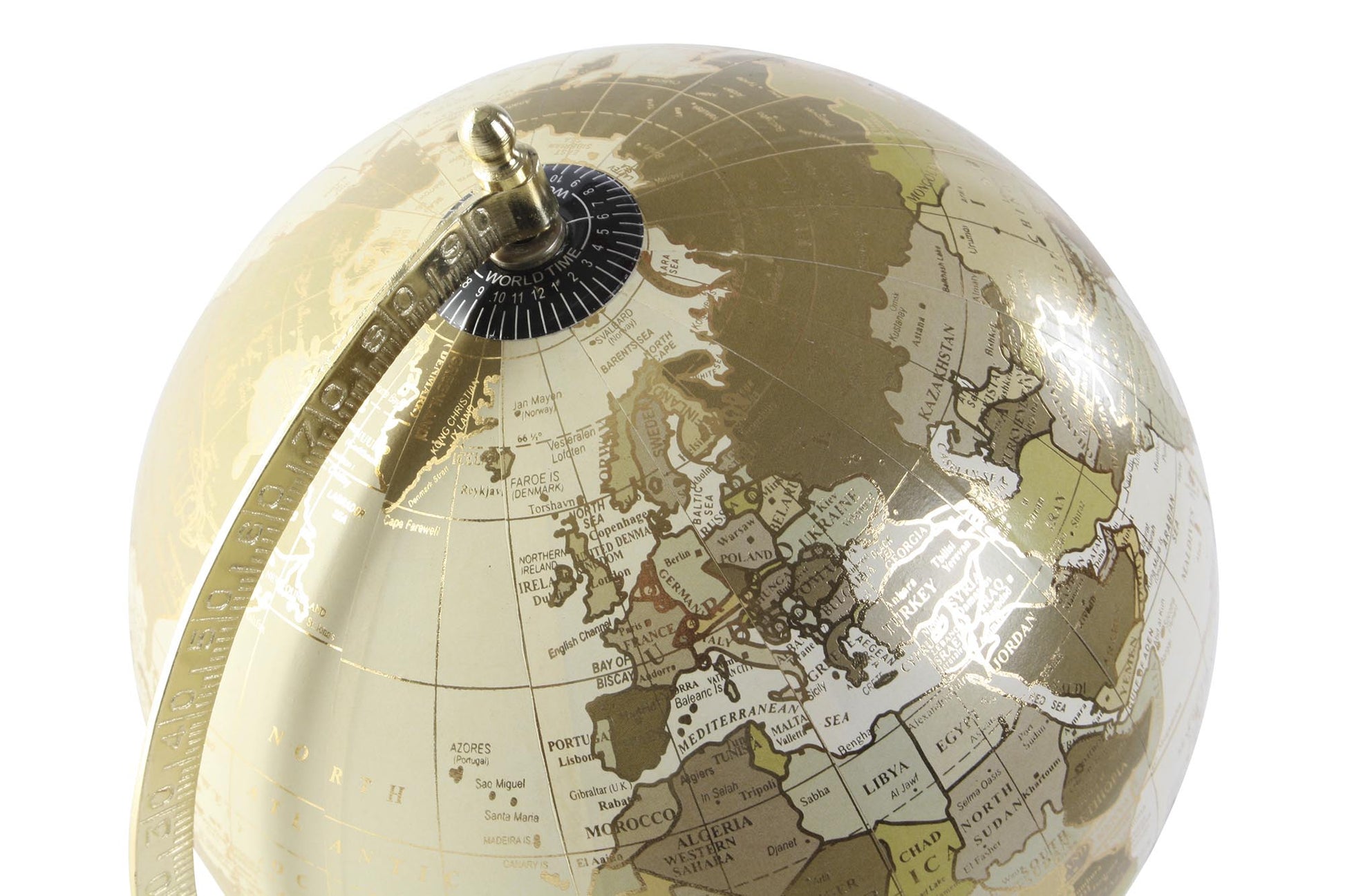 Golden Globe on Tapered Wooden Base - LUXONAS